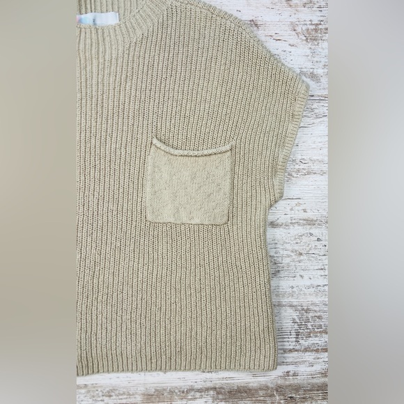 Free People Beach Freya Sweater Sleeveless Oatmeal Beige Large EUC 100% Cotton - Picture 6 of 9